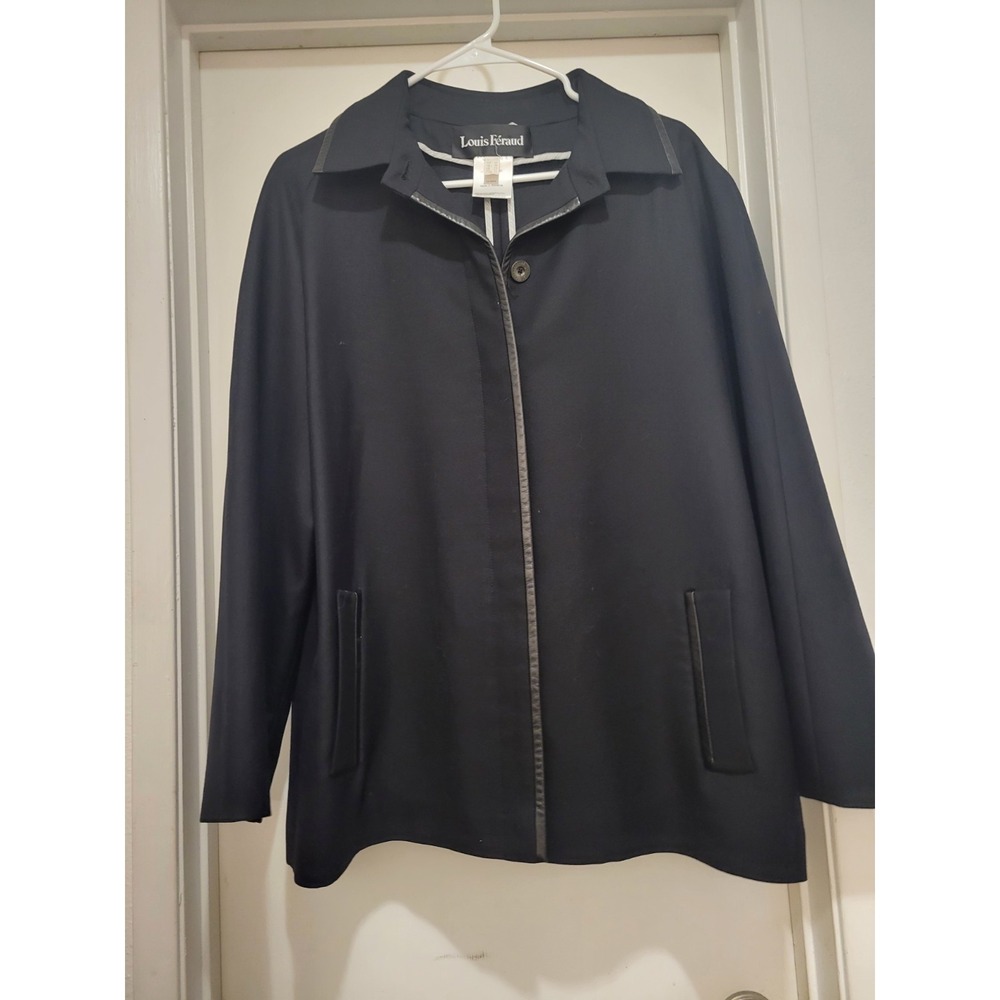 Vintage Louis Feraud Blazer Jacket Wool Leather Trim Old Money Made In Italy 14